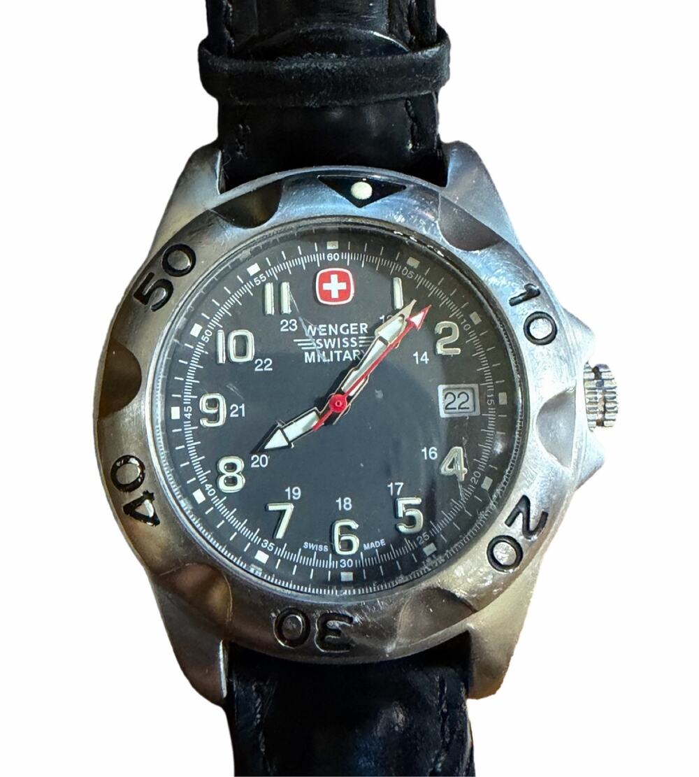 Wenger Swiss Military Men's Quartz Watch Rotating Bezel Black Dial
